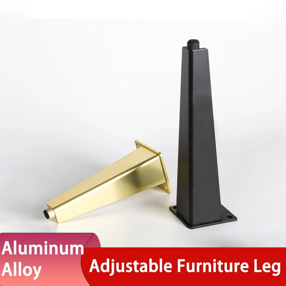4 Pcs Adjustable Aluminum Alloy Furniture Legs 10-30cm Height Sofa Bed TV Cabinet Legs Matte Black / Gold Non-slip Support Feet