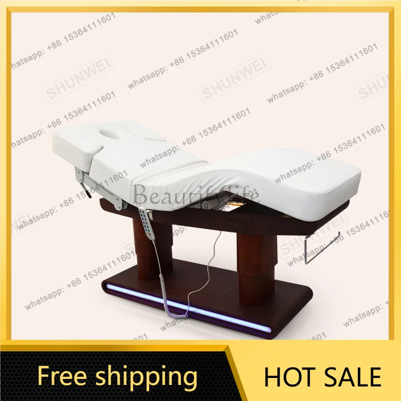 Factory Direct Sales Multifunctional Adjustable Beauty Bed Electric Massage with Light Simple and Stylish