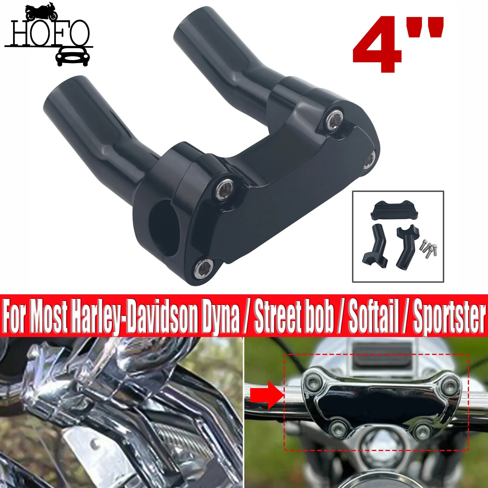 

Motorcycle 4Inch Straight Handlebar Risers For Most Harley-Davidson Dyna / Street bob / Softail / Sportster