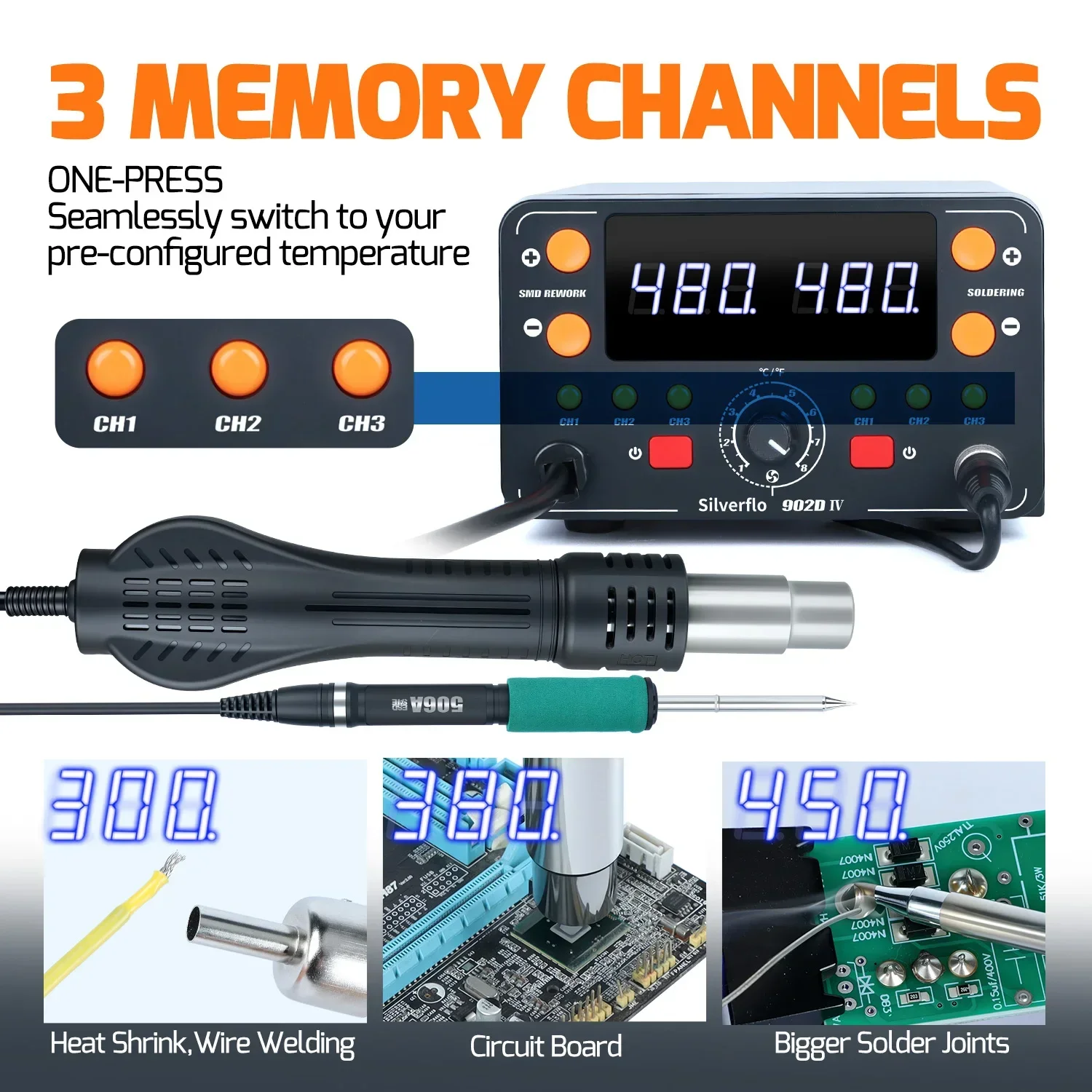 Silverflo T12 Soldering Station 2 in 1 Hot Air Rework Soldering Station ...