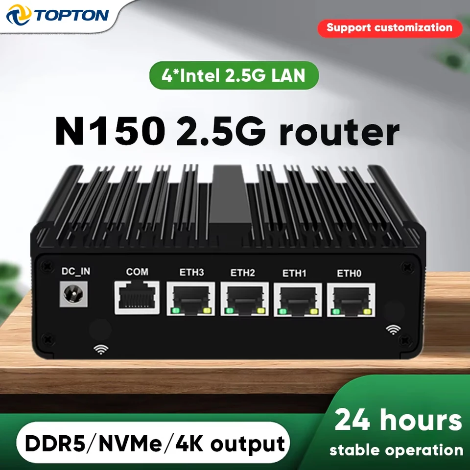 4x2.5G Intel N150 Mini PC Fanless Celeron J6412 J5005