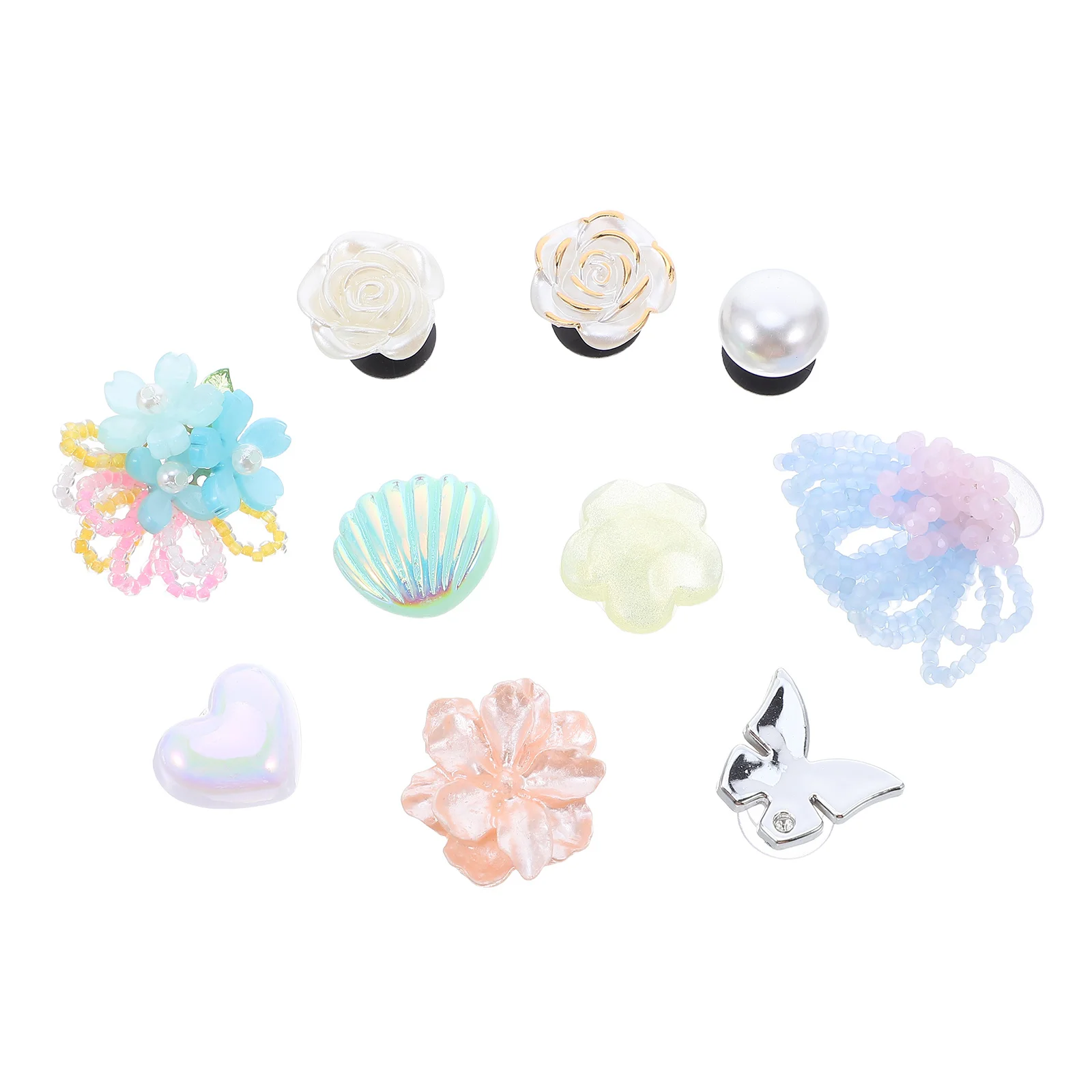 10 قطع كريستال حذاء زهرة مجموعة مطرز الأزهار اللؤلؤ الترتر أنيقة الزفاف الزفاف الزخرفية مقاطع سحر النساء الفتيات