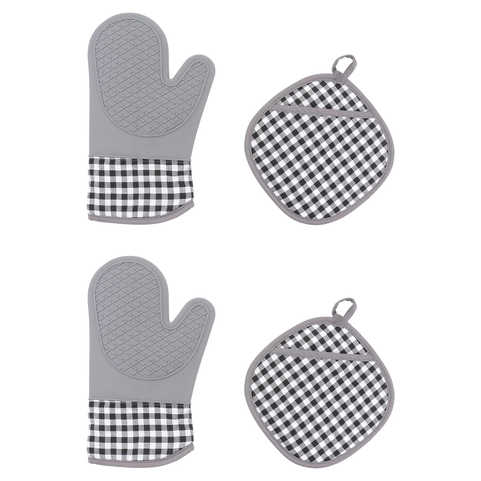 

Silicone Cotton Oven Mitts Heat Resistant Kitchen Gloves Sturdy One Size Fits Most Easy Storage Hanging Widely for Baking