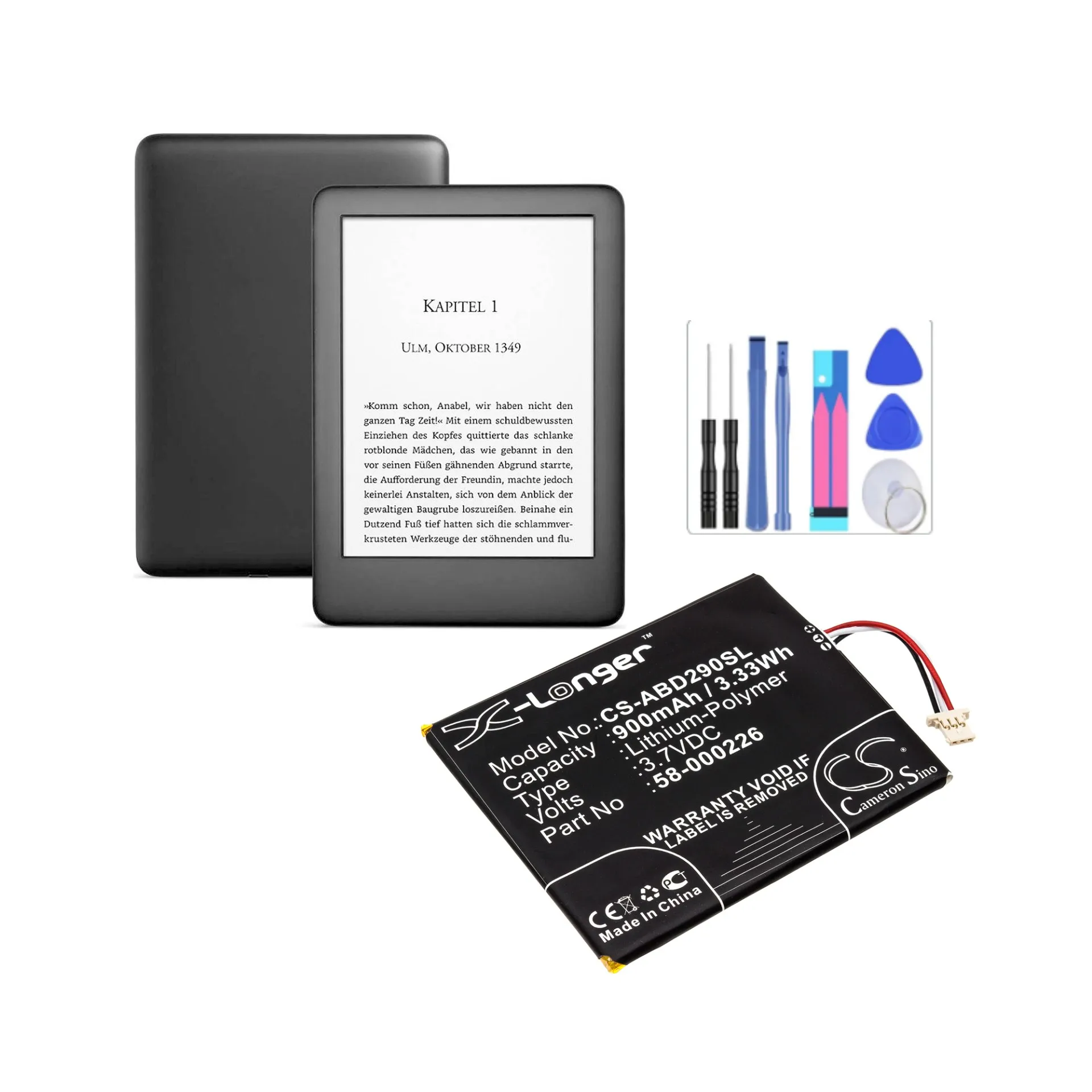 900mAh E-reader Battery 58-000226 for Amazo n Kindle 10th,J9G29R,53-014490,Kindle Touch 2019,Kindle 10th Gen 2019