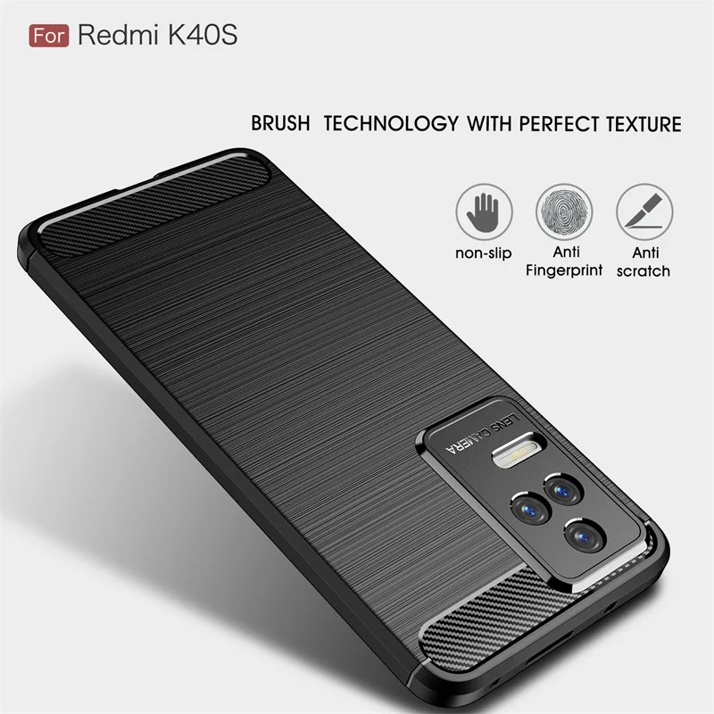 For Xiaomi Poco F4 Little F 4 PocoF4 5G Case Carbon Fiber Silicone Bumper Phone Cases For Redmi K40S Matte Soft Tpu Back Cover