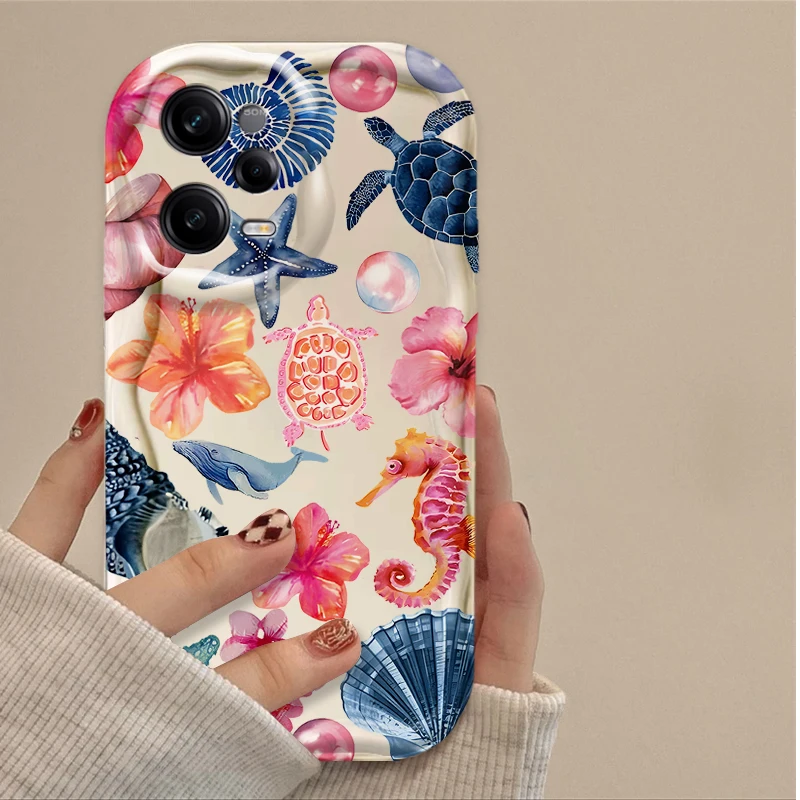 Flower Marine Organism Phone Case for Xiaomi Redmi Note 14 13 12 11 10 9 Pro Plus 14S 12S 11S 10S 9S Redmi 14C 14R 13C 12 4G 5G