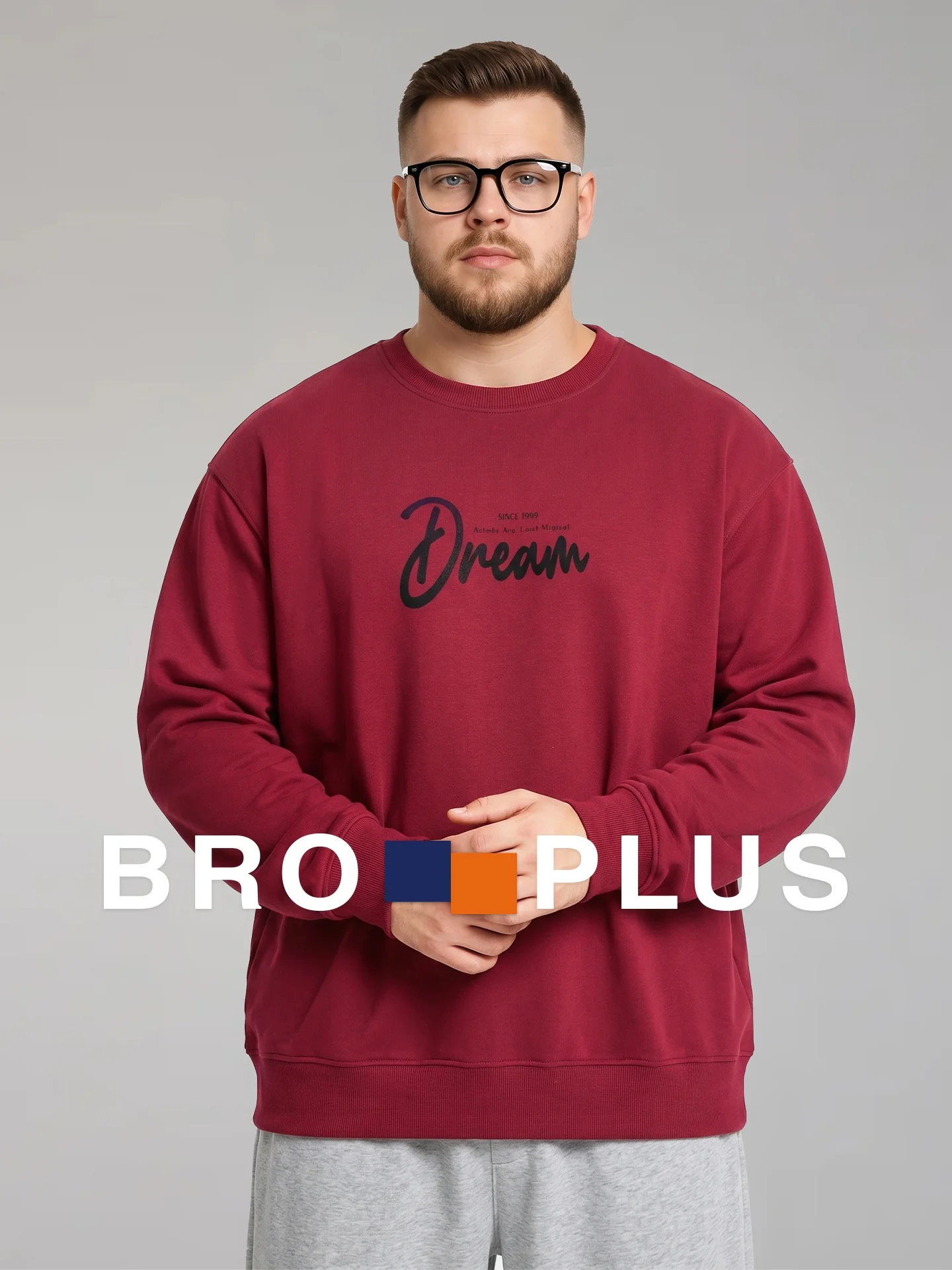 Camiseta Masculina Plus Size de Algodão Confortável com Gola Redonda e Manga Longa Vermelha para Homens Corpulentos – Ideal p...