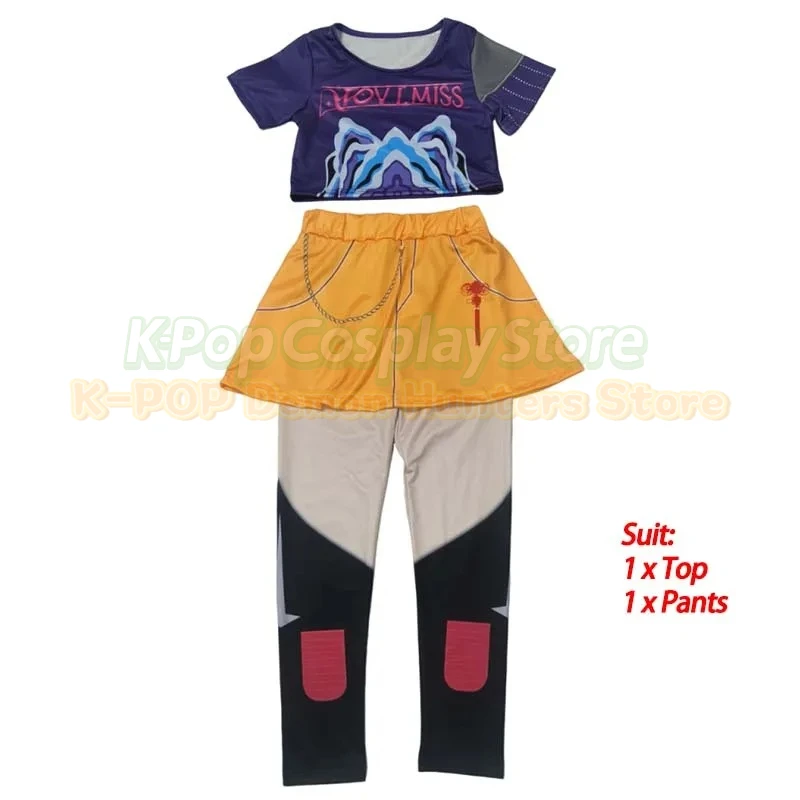 Disfraz de Rumi Mira Zoey para niños, disfraz de cazadores de demonios KPop, disfraz dorado de K Pop Huntrix, traje de fiesta de Halloween para niños