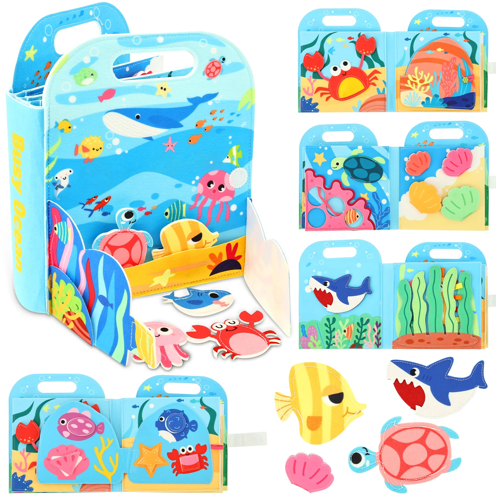 

Sea Learning Felt Book Portable Educational Toddler Felt Book Safe Kid Learning Toy for Kid Toddler Birthday Present