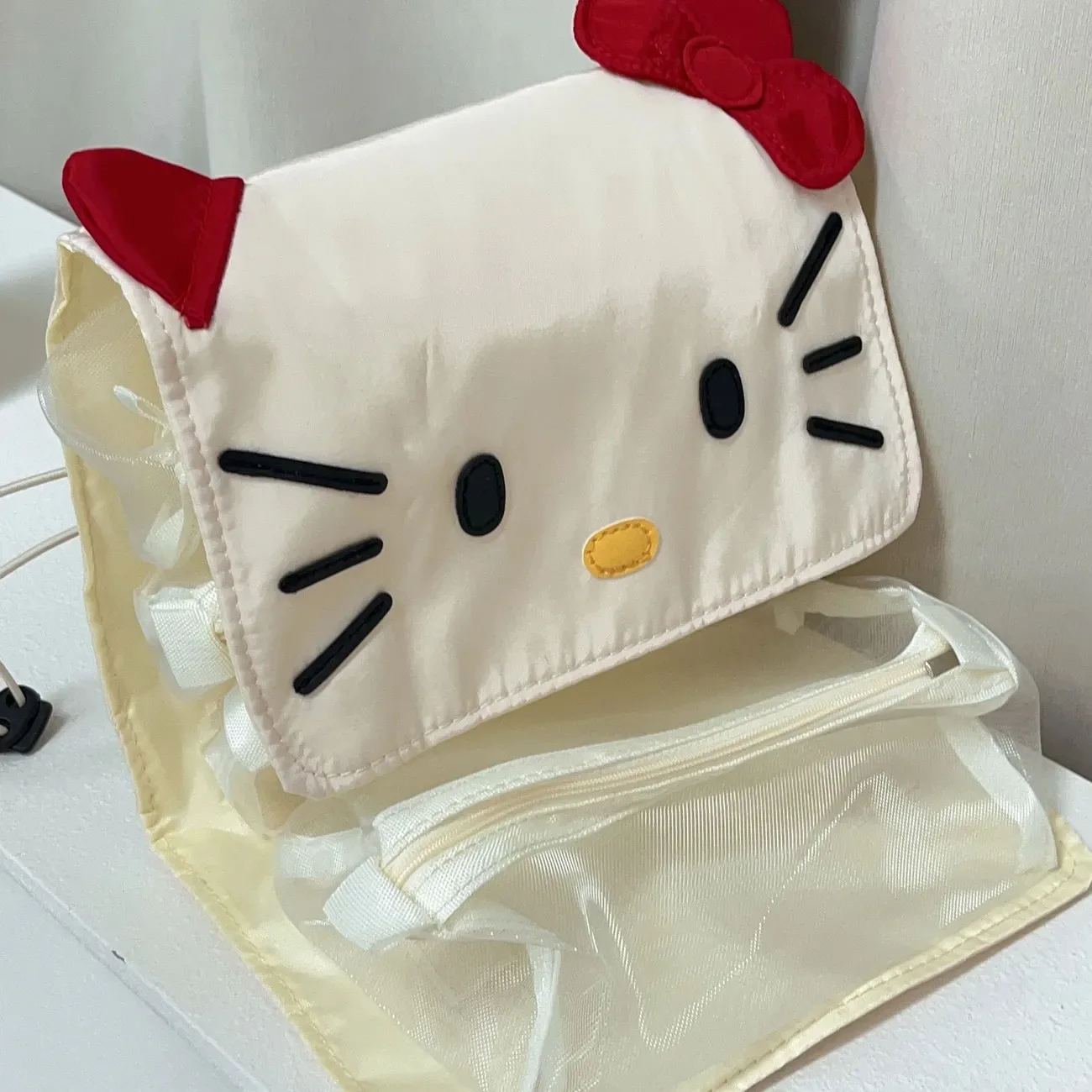 Anime Hello Kitty Makeup Bag Sanrio High-Capacity Cosmetic Bag Kawaii Removable Travel Portable Storagebag Toiletry Bags Gift