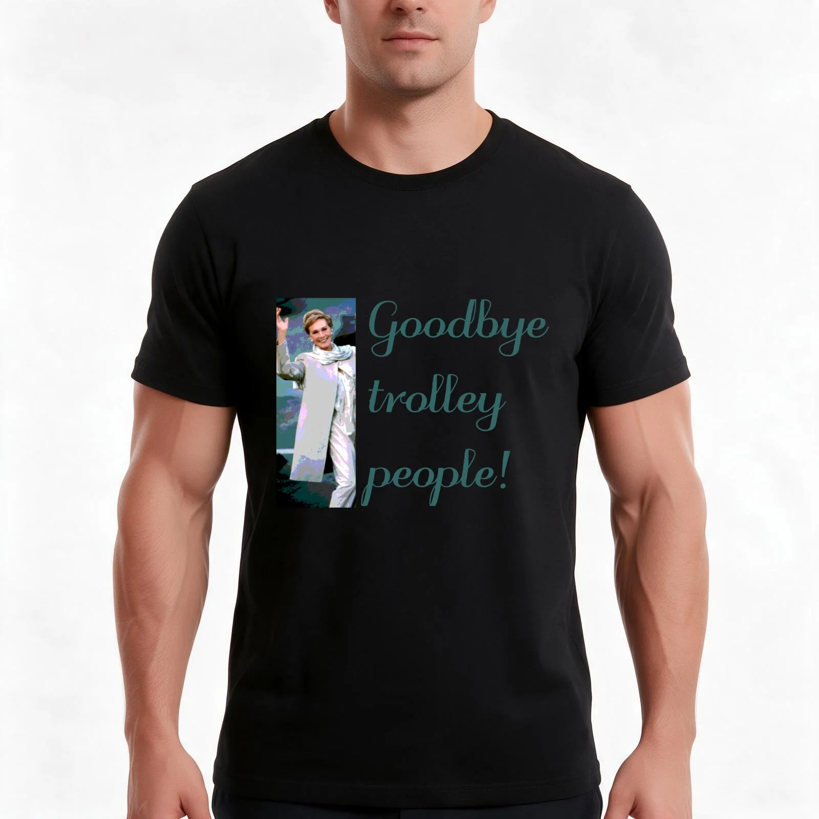 Goodbye trolley people! T-Shirt, Summer Casual Cotton Tee, Oversized Streetwear Tops, Vintage Graphic Print, Unisex Men Women