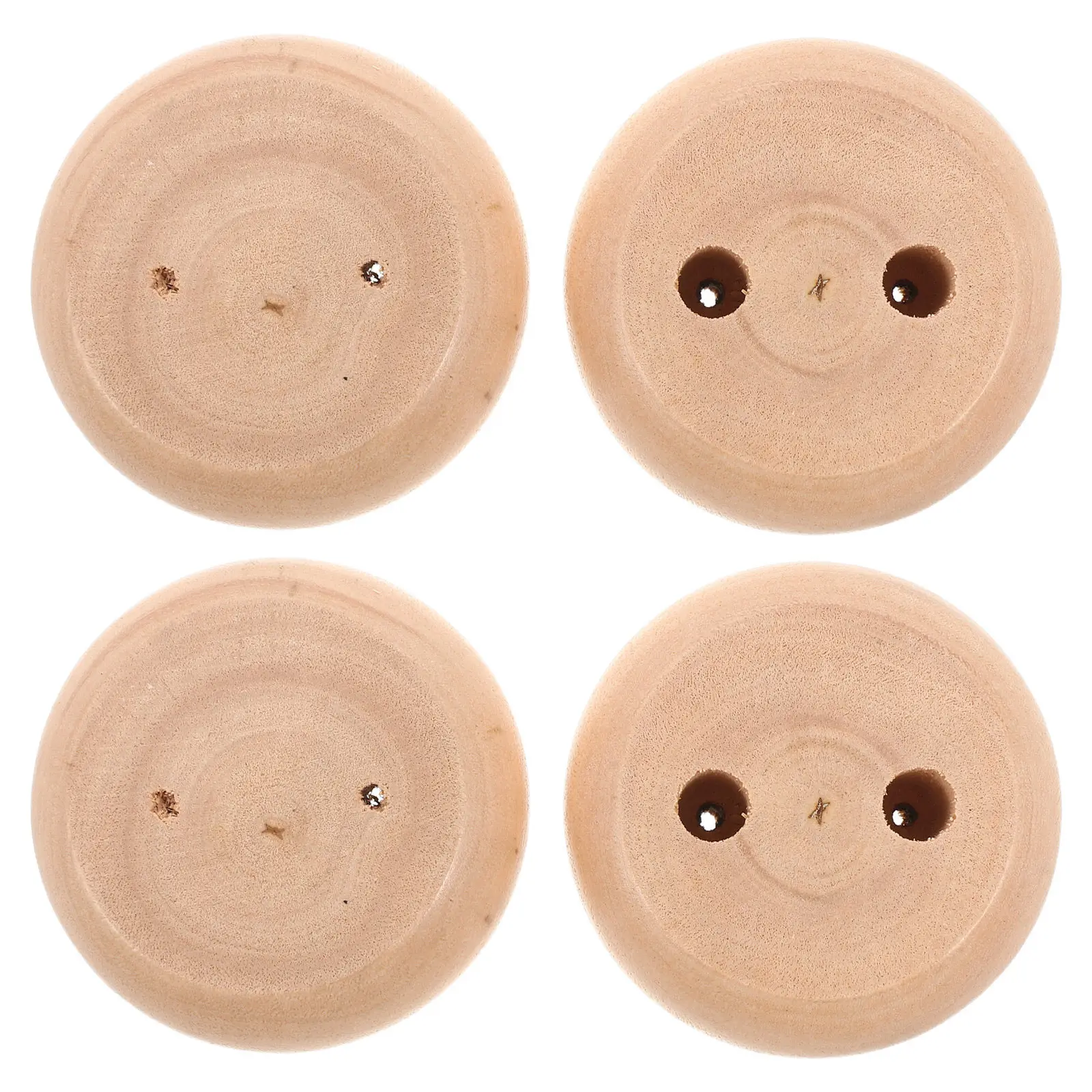 4Pcs Round Solid Hardwood Bun Feet Furniture Replacement Legs Smooth Sanded Wood Sofa Ottoman Dresser Table Support