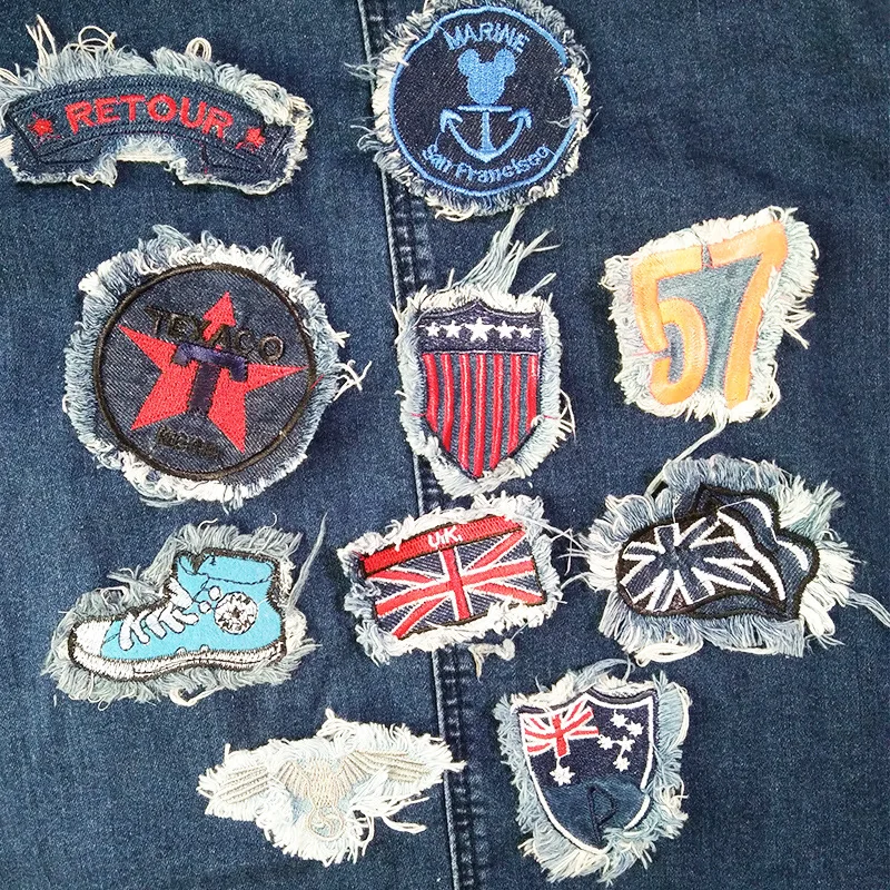 Fashion Punk Denim Frills Embroidered Patches for Clothing Patches for Clothes Backpack Patch Anime Sports Shoes Embroidery New