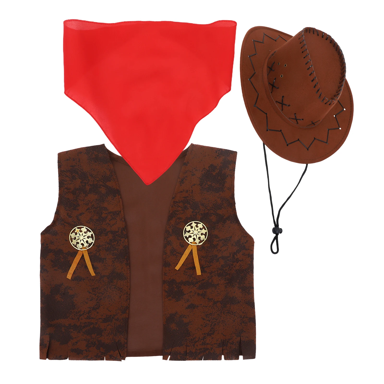 

Costume Set Denim Outfits Women Cowgirl Vest Bandanas Adult Party Accessories Various Sizes Comfortable Fashionable