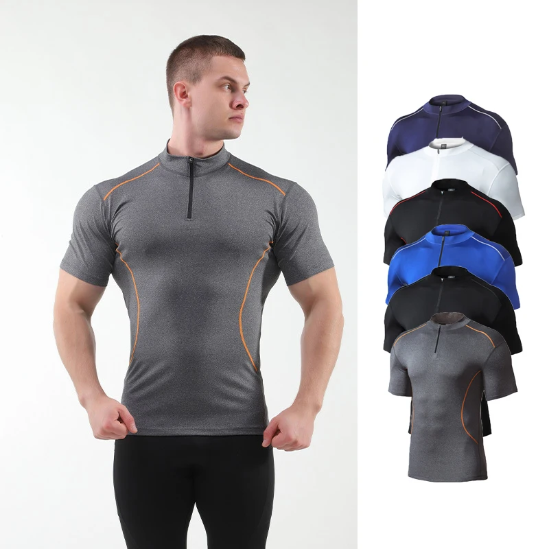 

Men Women Compression Running Short Stand Collar T Shirt Fitness Sport Basketball Football Skiing Training Gym Bottom Clothes 69