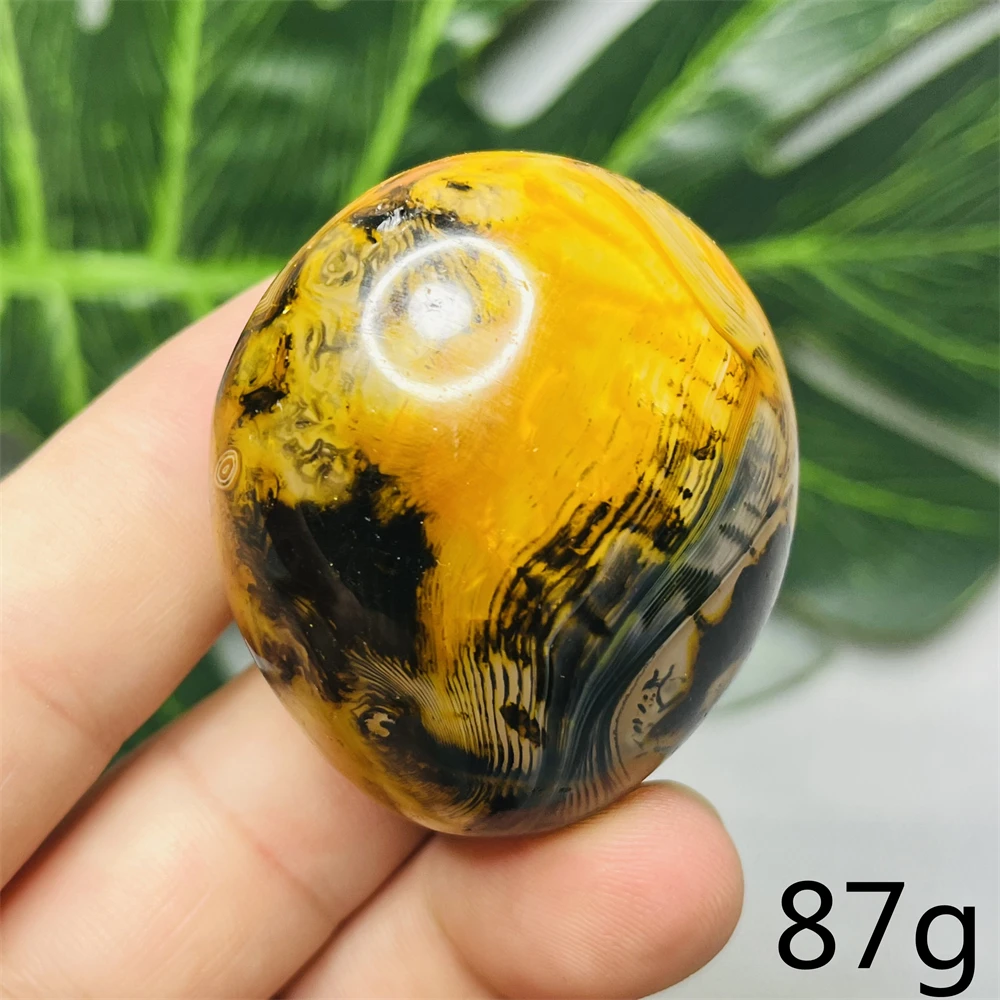 Natural Gemstone Bumblebee Agate Palmstone Hand-polished Home Room Decoration Witchcraft altar Prayer Spiritual Stone Healing