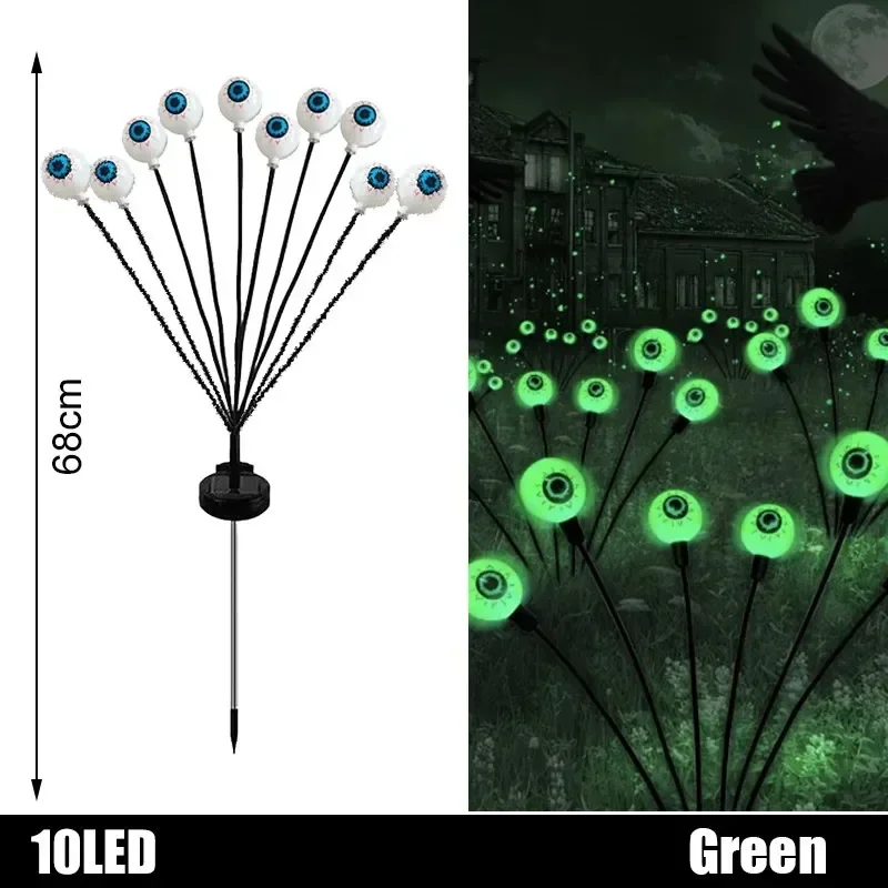 Halloween LED Eyeball Lights 6/8 LED Solar Garden Lawn Lamp Path Outdoor Scary Decoration Lights for Halloween Festival Party