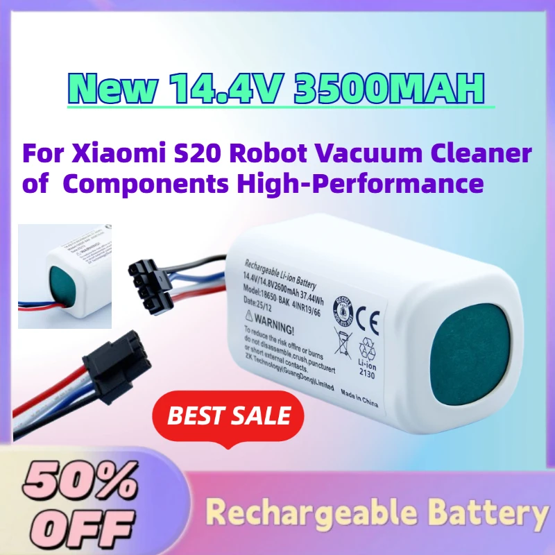 

Upgrade New 14.4V 3500MAH Li-Ion Rechargeable Battery for Xiaomi S20 Robot Vacuum Cleaner of Components High-Performance