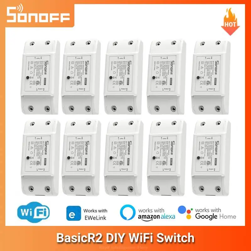 SONOFF Basic R2 10A WiFi DIY inteligentny pilot do włącznika inteligentny moduł włączania/wyłączania światła w domu praca z EWeLink Alexa Google Home