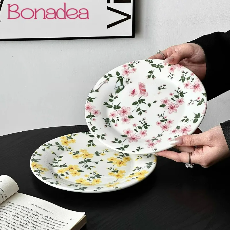 

Flower Ceramic Plate,Cute Small Floral Dessert Plates,Afternoon Tea Dessert Saucer,Pink Snack Plate,Cake Fruit Dinner Plates