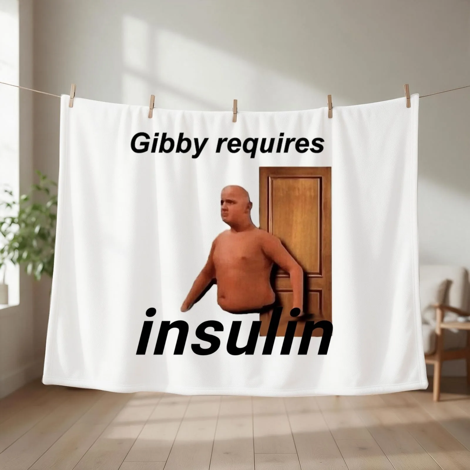 gibby requires insulin Throw Blanket couch cozy soft plush fuzzy picnic outdoor blanket