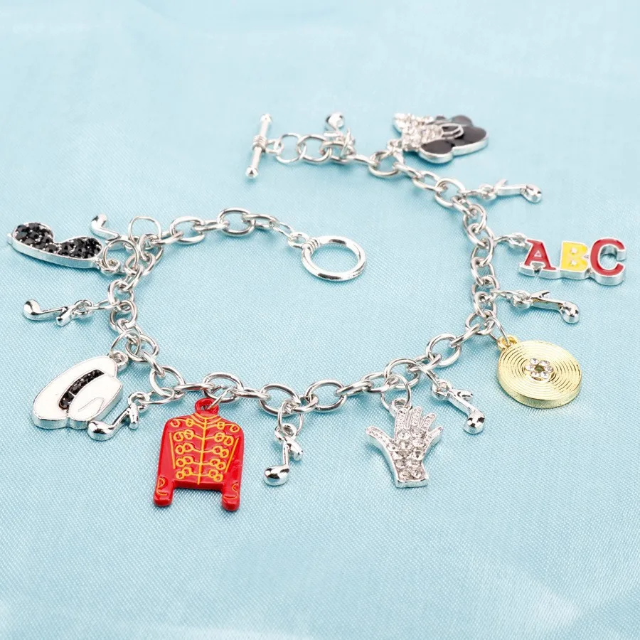 Conjunto de Joyería Rey de la Música Pop MJ, Collar y Pulsera de Moda de Michael Jackson, Accesorios de Uso Diario para Fans