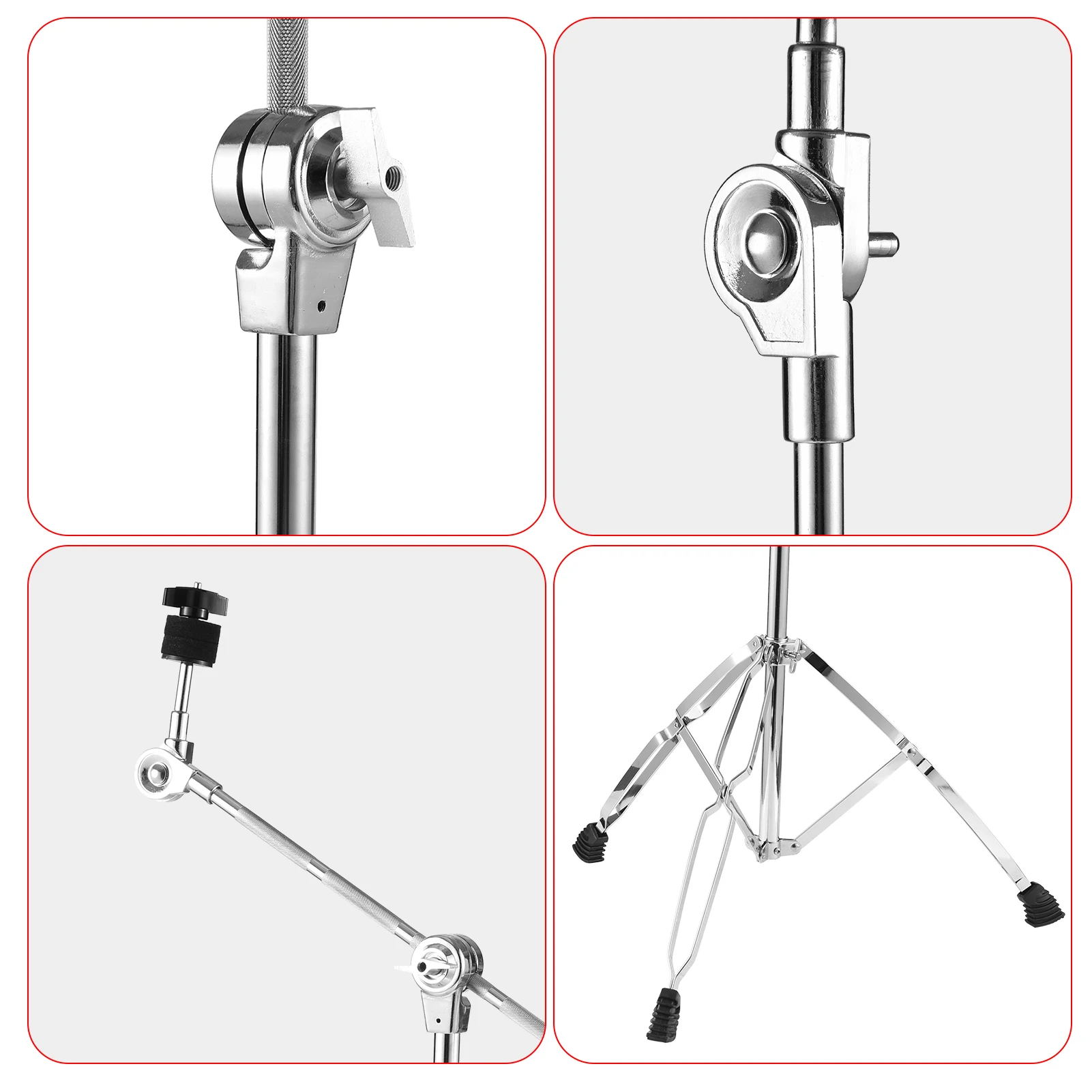 Dual-use Straight  Boom Cymbal Stand Double Braced Legs Height Angle Adjustable Drum-kit Cymbal Support Rack for 14-20in Cymbals