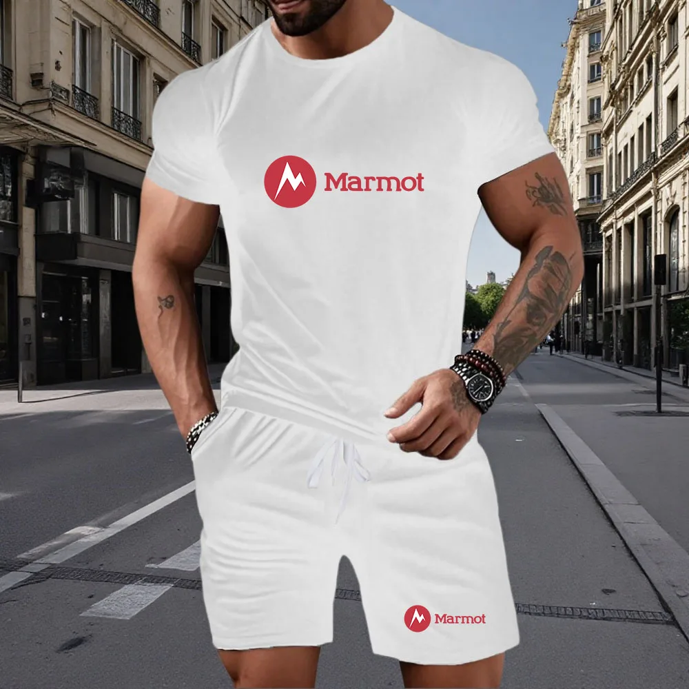 

2026 Summer New Casual Men's short-sleeved T-shirt and Shorts 2-piece outdoor men's round-neck short-sleeved sportswear set