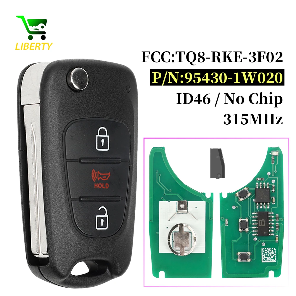 

Liberty TQ8-RKE-3F02 95430-1W020 315MHz for Kia Rio 2012 2013 Relpacement Upgraded Folding Remote Car Keys