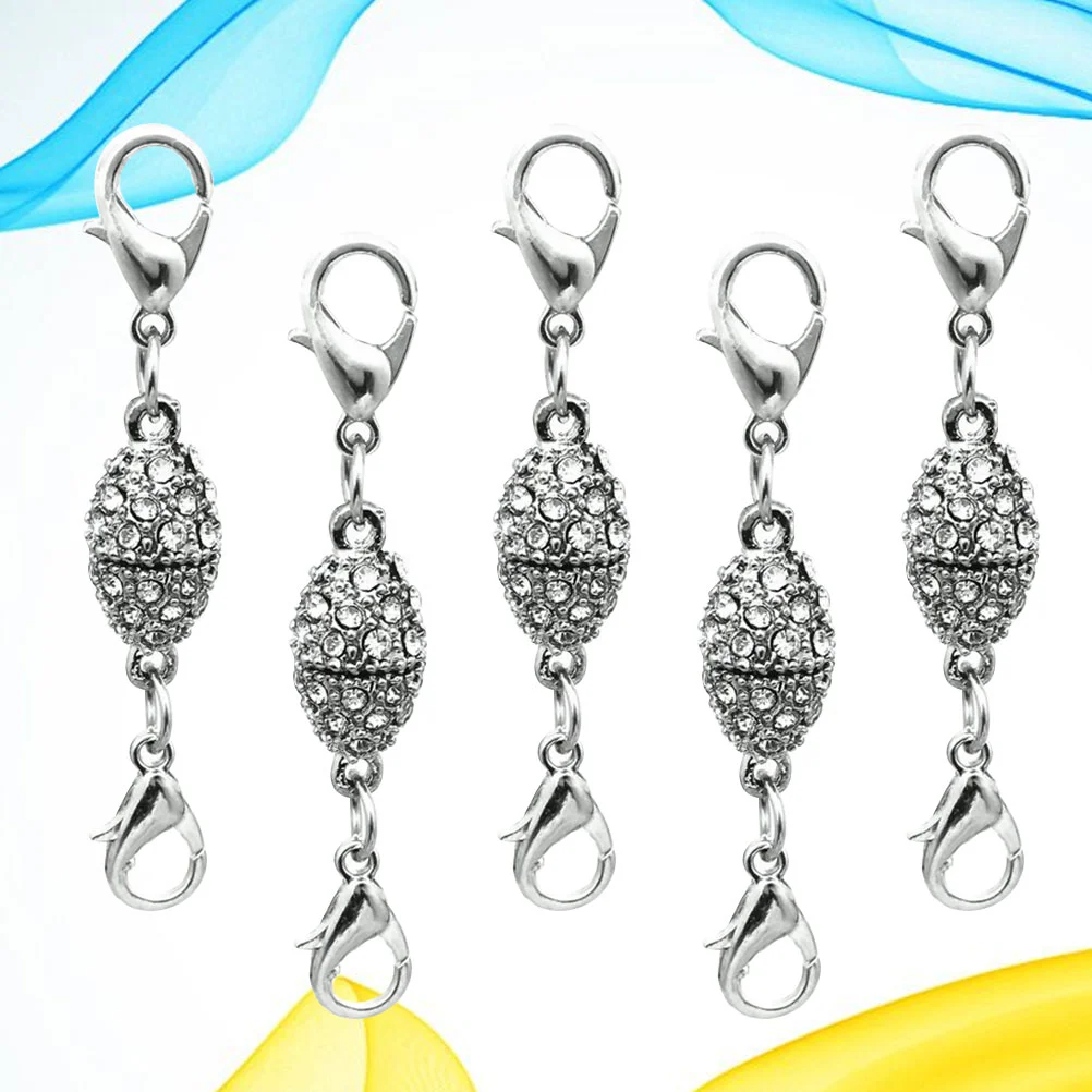 

5 Pcs Lobster Clasp Magnetic Buckle Accessories Rhinestone Clip Jewelry Buckles