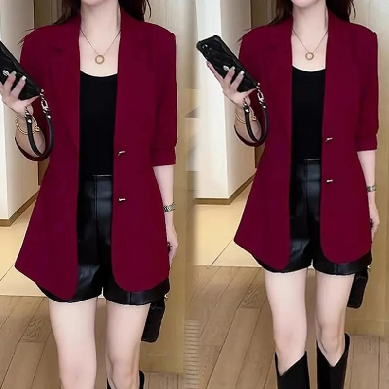 Commuter Spring Autumn 2025 New Blazer Jacket Ladies Professional Wear Suit Coat Women's Short Outcoat Female Split Overcoat Top