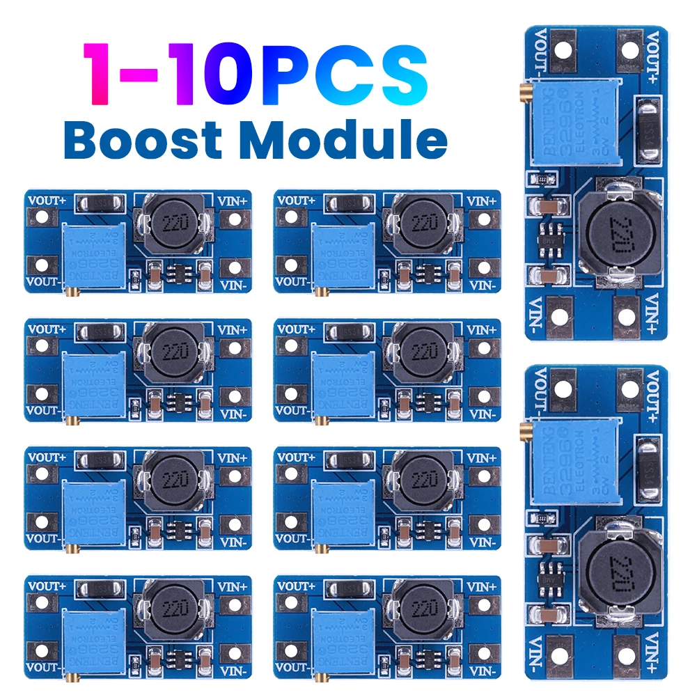 وحدة إمداد الطاقة الداعم MT3608 DC-DC وحدة تطبيق الطاقة القابلة للتعديل 2 فولت-24 فولت إلى 5 فولت 9 فولت 12 فولت 28 فولت