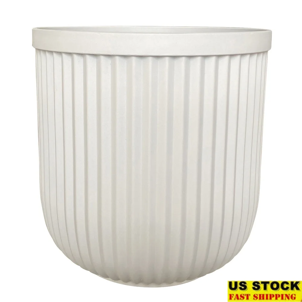 

Lightweight White Resin Planter 16 Inch Round Pot with Drainage Holes Indoor Outdoor Plants Succulents Flowers