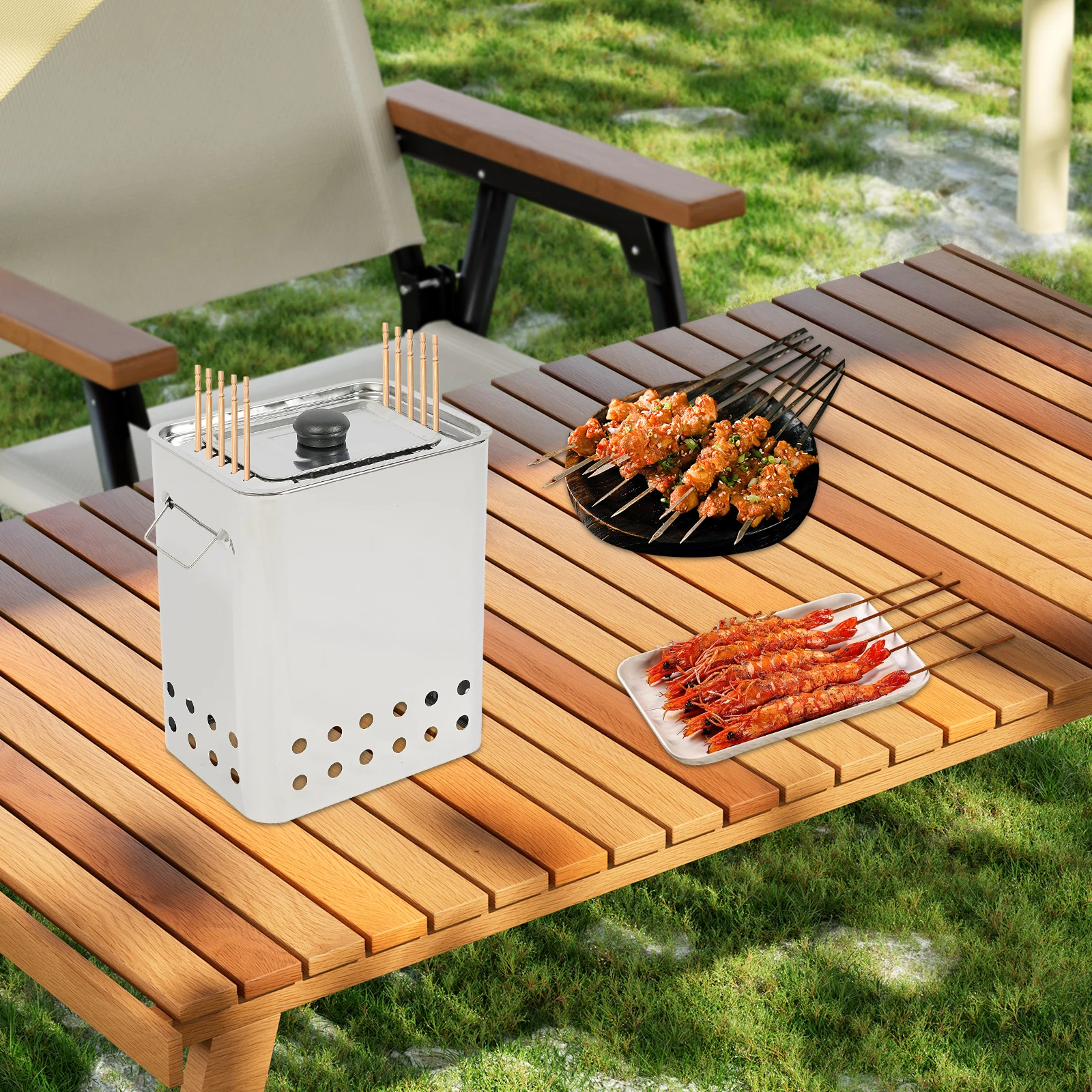 

Square Barbecue Hanging Grill, Stainless Steel Portable Barbecue Grill Suitable for Picnics, Camping BBQs, Parties BBQs