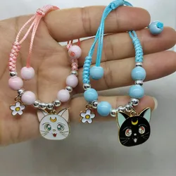 Yungqi Cartoon Enamel Cat Flower Bracelet Girl Kids Women Gift Friendship Animal Pet Pendant Charm Strap Rope Bracelets Jewelry