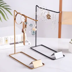 Earring Necklace Ring Jewelry Metal Display Stands White Black Gold Organizer Holders Exhibitor Store Decor