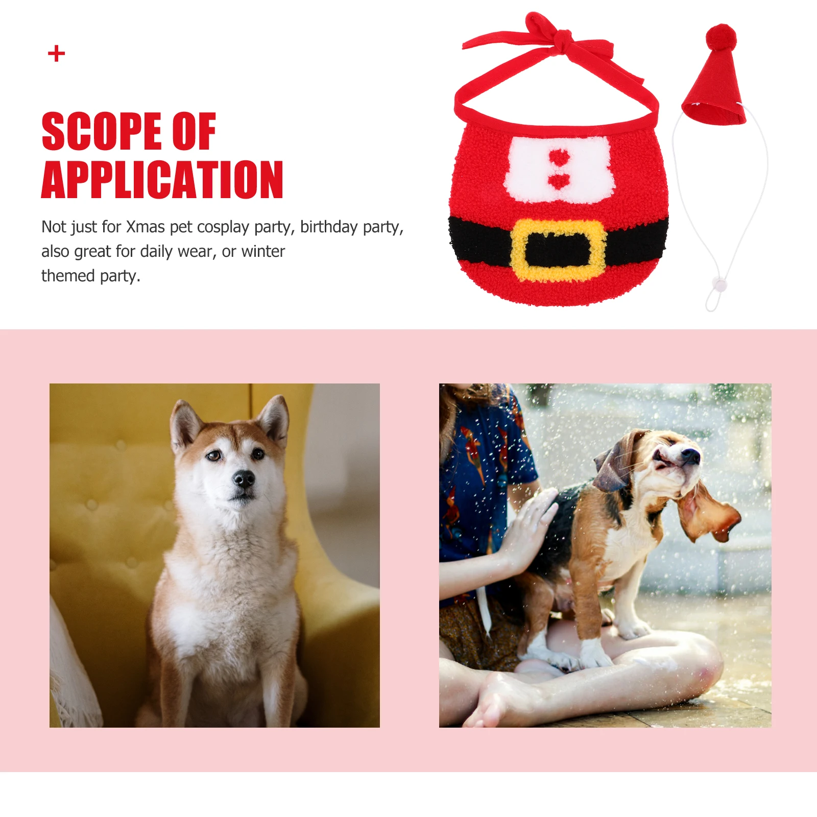 

1 set 1 Set Of Christmas Pet Hat Bib Dog Costume Small Large Pet Headgear Collar Accessories Lightweight Comfortable Xmas Party