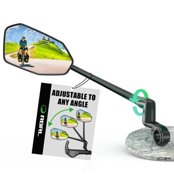 Easydo กระจกมองหลังจักรยาน HD กระจกจักรยานไฟฟ้าพร้อมแขนกระจกหมุนได้ 360 มุมกว้างสําหรับสกู๊ตเตอร์ขี่จักรยานแฮนด์