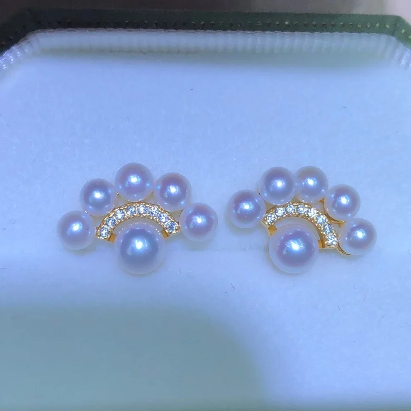 

Wholesale S925 Sterling Silver Earrings Mount Findings Settings Base Mounting Parts Accessory for 3-5mm Pearls 5 pairs/lot