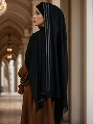 Plain Rhinestone Chiffon Hijab Scarf For Woman Muslim Hijabs Shawls Lady Long Wraps Stoles Islimic Turban Female Headscarf