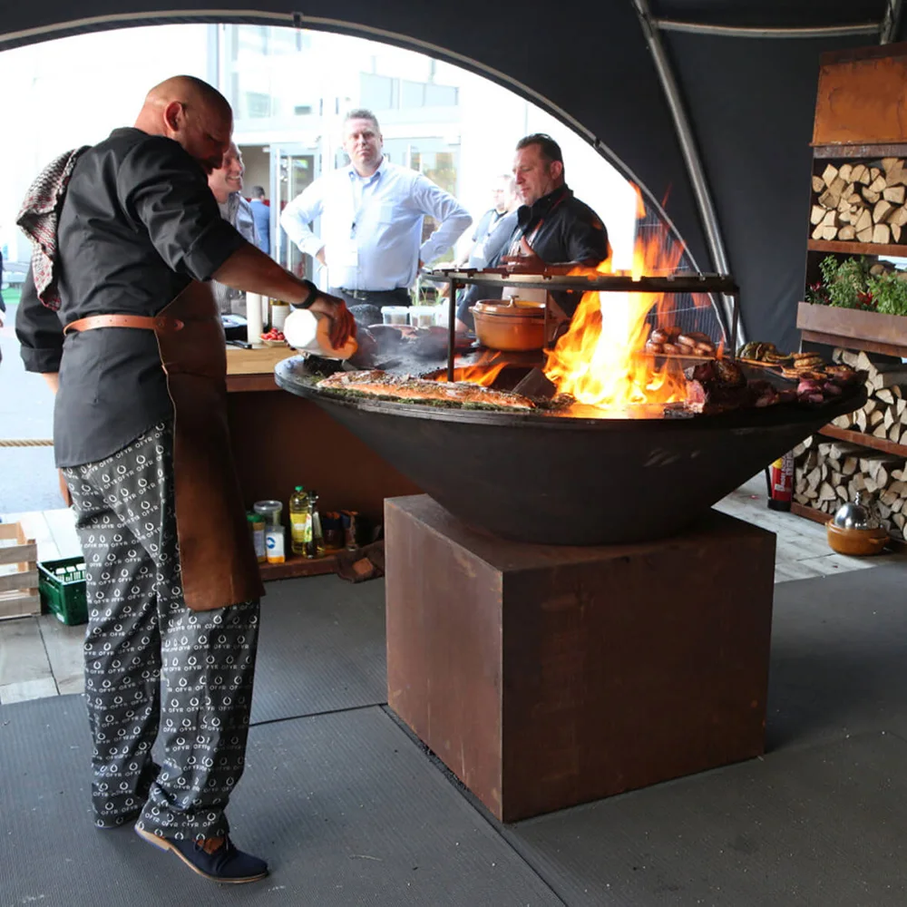 

Outdoor Garden Rust Corten Steel Fire Pit Heavy Duty Bbq Grill