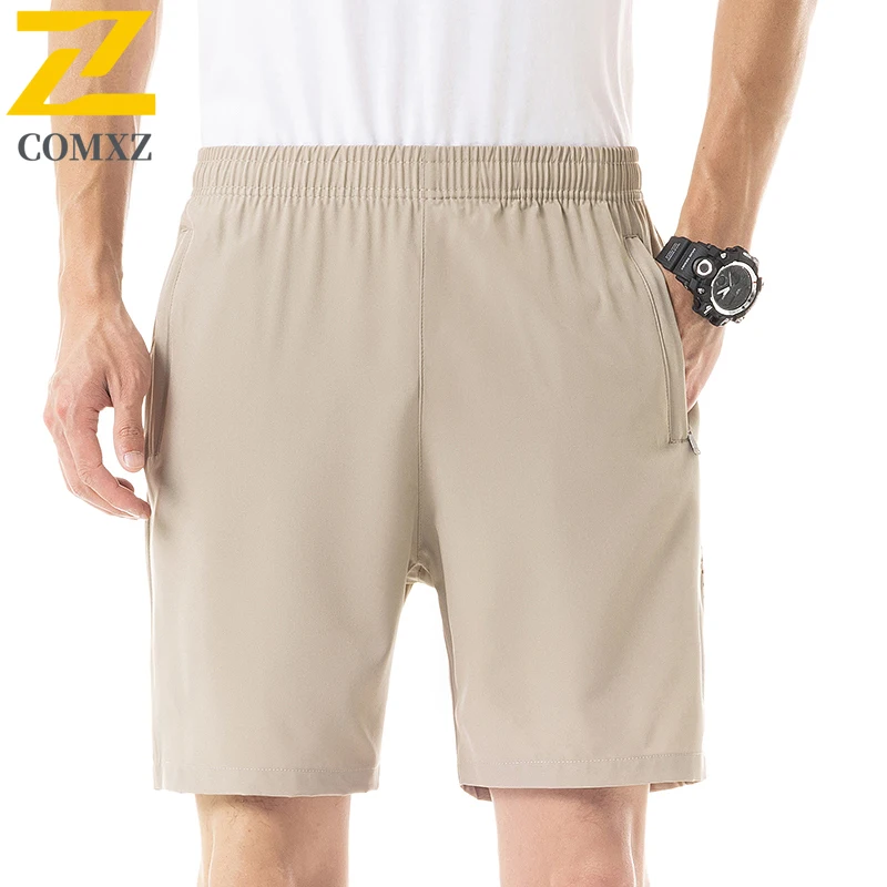 

Мужские шорты большого размера, летние быстросохнущие дышащие эластичные спортивные шорты из ледяного шелка с эластичной резинкой на талии, уличные пляжные шорты для серфинга