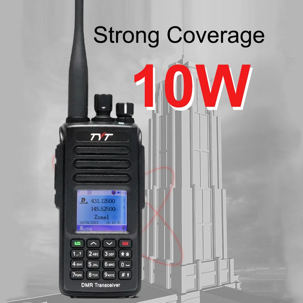 10w walkie talkie tyt MD-UV390 plus aes256 radio gps ip67 batterie option ele wasserdicht vhf/uhf dual band digitale walkie talkie