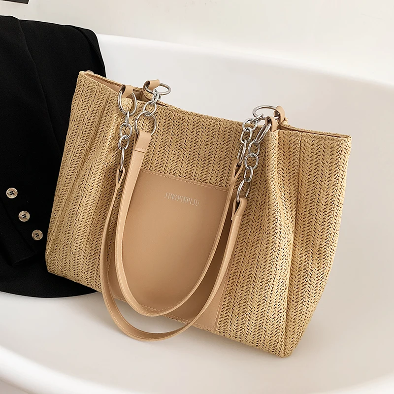 VeryMe-Bolso de hombro de paja para mujer, bolsa de mano de gran capacidad, de viaje, de punto, para verano, 2022