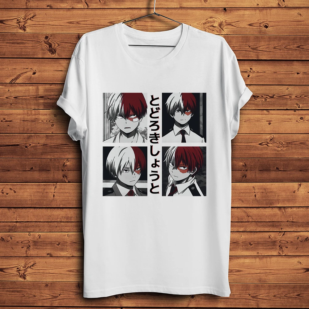 MHA,Hero Academia, cold hot shoto todoroki,funny anime TShirt,Men Short Sleeve Tee,Unisex Streetwear T-Shirt,no-sticker print