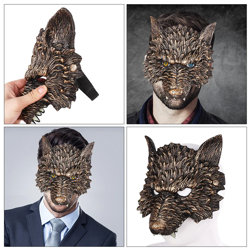 

Wolf Mask Props Head Half Face Decorations Adult Mens Animal Halloween Scary Photo Snout