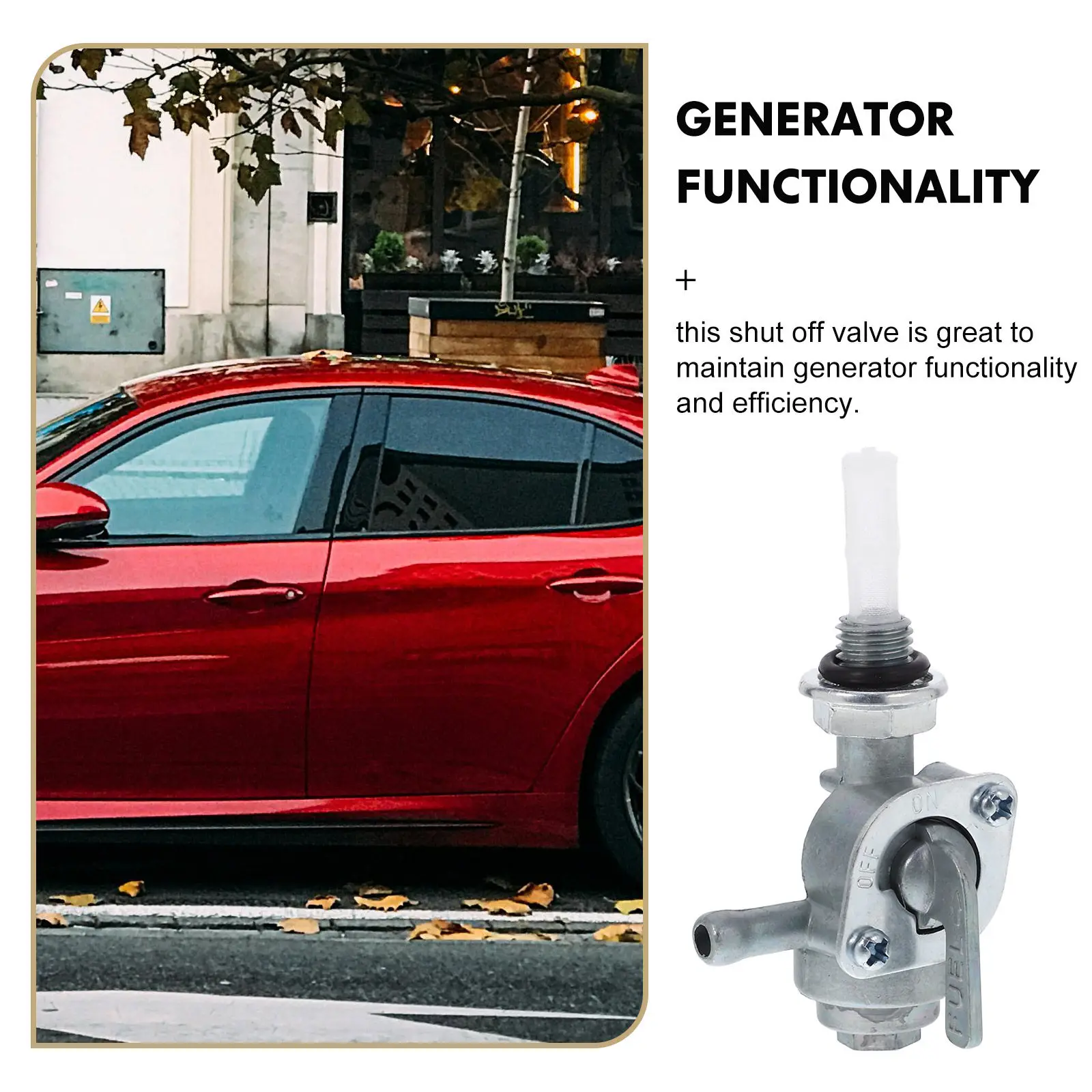 Generator Fuel Tank Shut Off Valve Zinc Alloy Rubber Petcock Replacement for Small Gas Engines