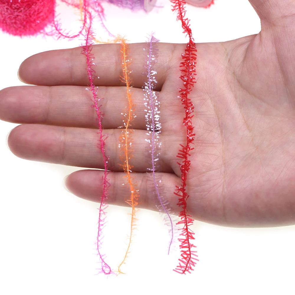 2 Spulen 10M Ice Chenille Crystal Flash Tinsel Fliegenbindematerial für Ice Jig Köder, Trocken-/Nassnymphen, Streamer Fliegen, Forellenangelköder – Detail 7