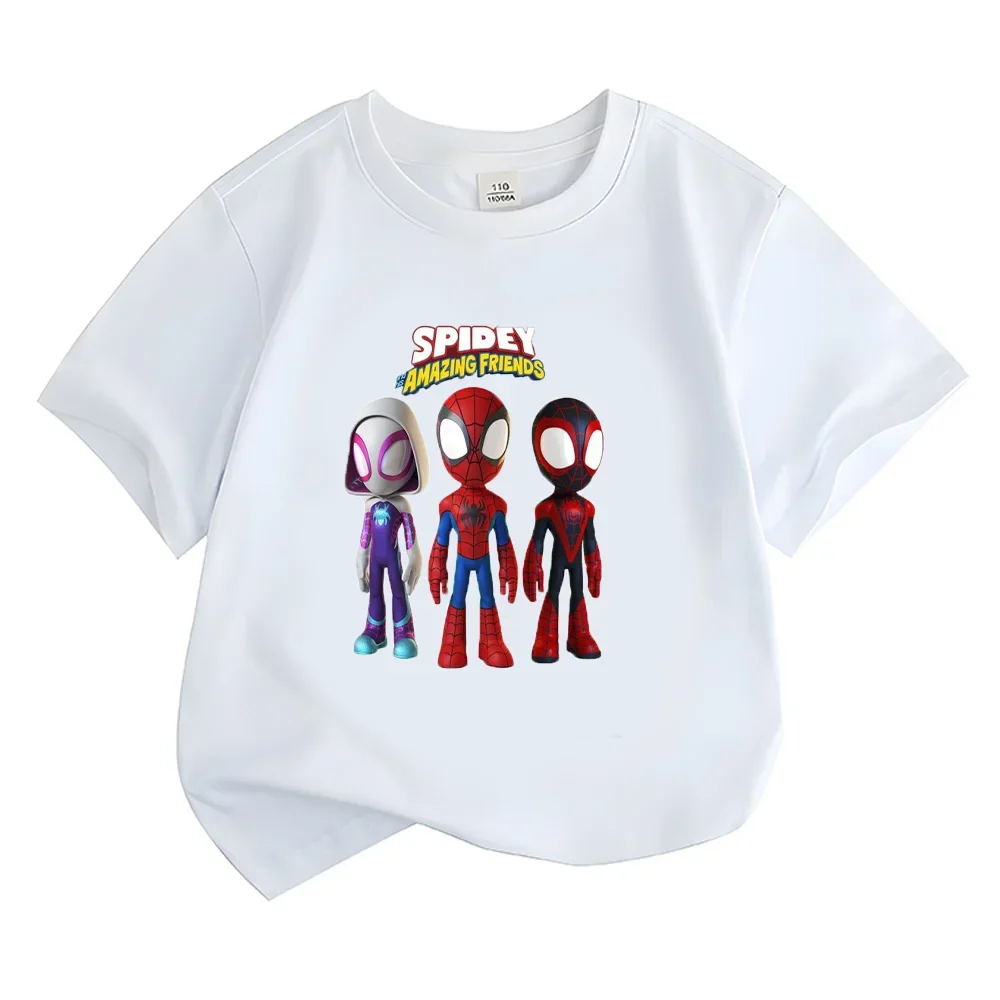 Spidey and His Amazing Friends T-shirts Summer Comfortable Children's Cotton Tops New Pattern Boys Girls Short Sleeve Tshirts