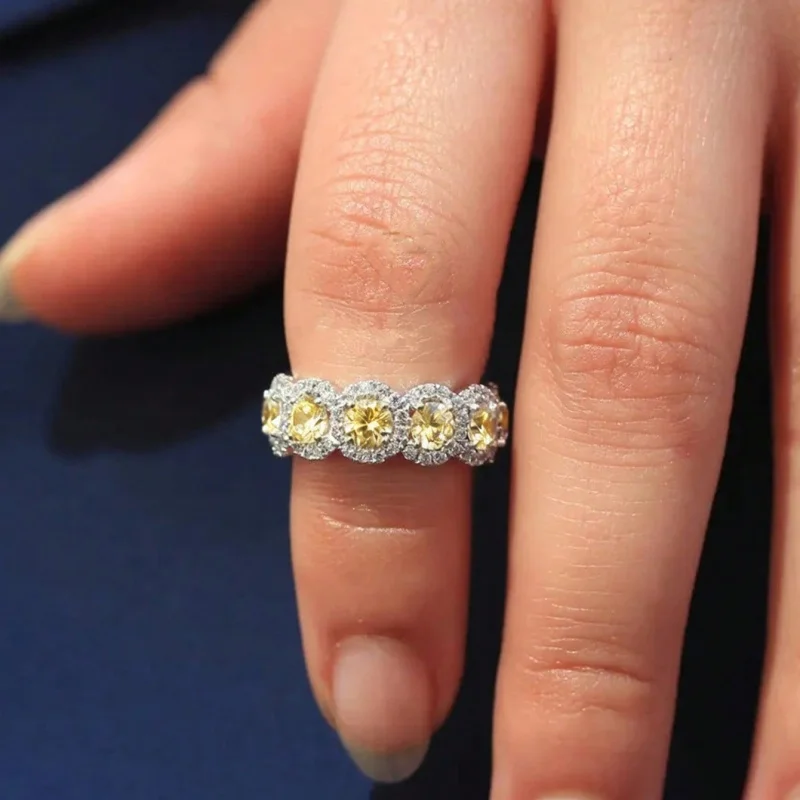 Huitan Funkelnde Zirkonia Versprechen Ringe für Frauen Hochzeit Verlobung Bands Silber Farbe Neue Moderne Mode Weibliche Schmuck – Detail 16